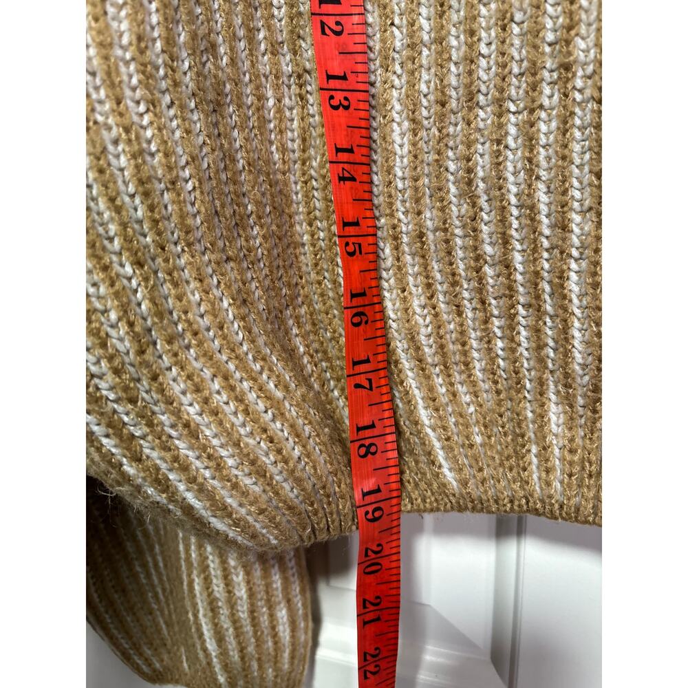Stradivarius M Brown White Ribbed Cropped Turtleneck Sweater - Picture 4 of 7